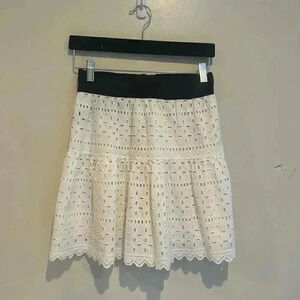 REFORMATION Wench Black Front Hook Closure Eyelet Silk Skirt